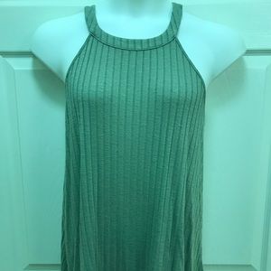 Light olive halter top, rubbed sweater material